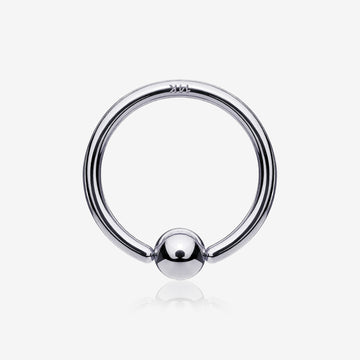 14 Karat White Gold Ball End CBR Style Bendable Hoop Ring